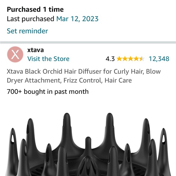 Xtava Black Orchid Hair Diffuser for Curly Hair Blow Dryer Attachment EUC - Picture 7 of 12